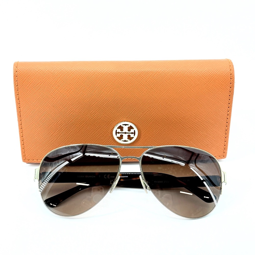 Tory Burch Aviator Sunglasses Womens 59mm Gold Tortoise Fair TY 6048 313913
